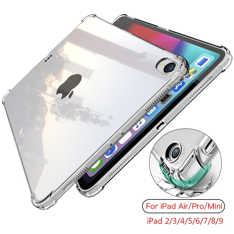 For New iPad 7 8 9 10.2 9.7 2021 5 6 Air 10.9 2 3 4 Case TPU Silicon Transparent Cover For iPad Pro 10.5 &#39;&#39; 11&#39;&#39; Mini 2 3 4 5 6