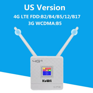 KuWfi 4G Sim Wifi Router CAT4 150Mbps Wireless CPE Router Unlocked 4G LTE FDD/TDD Router With External Antennas WAN/LAN RJ45