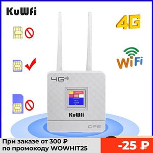 KuWfi 4G Sim Wifi Router CAT4 150Mbps Wireless CPE Router Unlocked 4G LTE FDD/TDD Router With External Antennas WAN/LAN RJ45