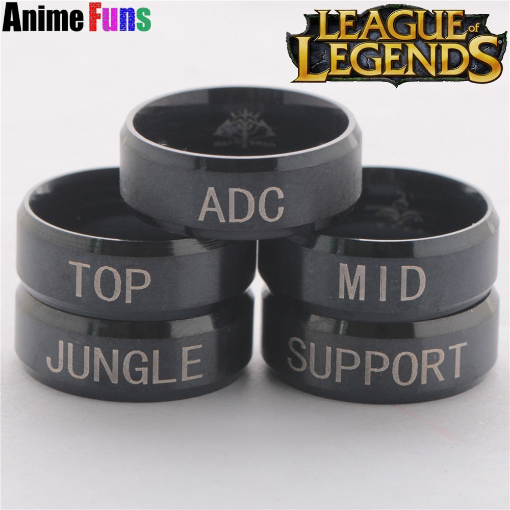 Hot Game League Of Legends Ring ADC TOP MID JUNGLE SUPPORT position Logo Titanium Stainless finger ring Charm Cosplay Jewelry