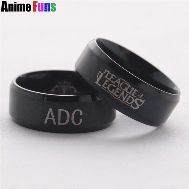 Hot Game League Of Legends Ring ADC TOP MID JUNGLE SUPPORT position Logo Titanium Stainless finger ring Charm Cosplay Jewelry