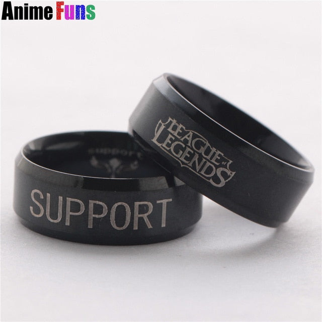 Hot Game League Of Legends Ring ADC TOP MID JUNGLE SUPPORT position Logo Titanium Stainless finger ring Charm Cosplay Jewelry