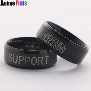 Hot Game League Of Legends Ring ADC TOP MID JUNGLE SUPPORT position Logo Titanium Stainless finger ring Charm Cosplay Jewelry