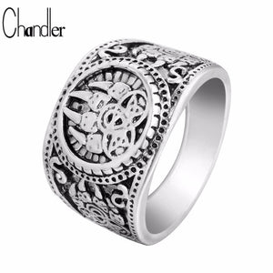 Chandler New Valknut Signet Ring Scandinavn Odin Symbol Norse Viking Jewelry Mens Boys Silver Plated Biker Ring Fashion Jewelry