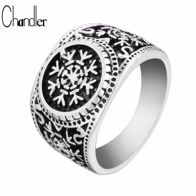 Chandler New Valknut Signet Ring Scandinavn Odin Symbol Norse Viking Jewelry Mens Boys Silver Plated Biker Ring Fashion Jewelry