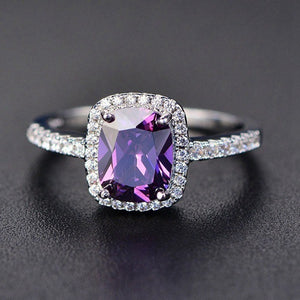 New Style White/Yellow/Purple/Blue/Green/Pink Crystal Rings For Women  Silver Colorful Ring Fashion Jewelry