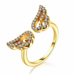 IPARAM Adjustable Angel Wings Ring Micro Pave Zircon Gold-Color Rings For Women Fashion rings Jewelry bague femme Female Gifts