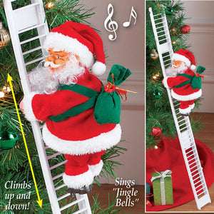 1 Pcs Electric Climbing Ladder Santa Claus Christmas Figurine Ornament Decoration Gifts S7JN