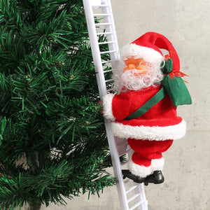 1 Pcs Electric Climbing Ladder Santa Claus Christmas Figurine Ornament Decoration Gifts S7JN