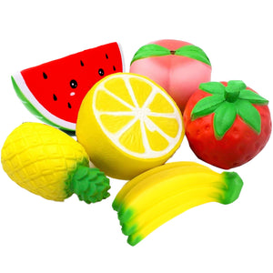 Squishy fruit squishy package peach watermelon banana lemon squishes slow rising scented squash toy educational toys for baby