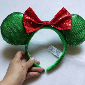 Disney Mickey Minnie Hairband Game Headdress Ears Sequin Hair-Bands Princess Head Hoop Plush Toy Kid Gift