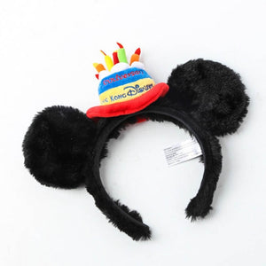 Disney Mickey Minnie Hairband Game Headdress Ears Sequin Hair-Bands Princess Head Hoop Plush Toy Kid Gift