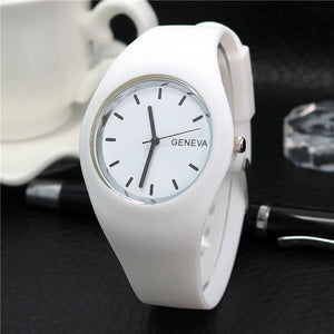 1 Pcs Women Quartz Watch Candy Color Dial with Silicone Band LXH