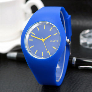 1 Pcs Women Quartz Watch Candy Color Dial with Silicone Band LXH