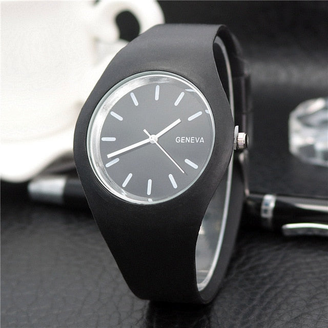 1 Pcs Women Quartz Watch Candy Color Dial with Silicone Band LXH