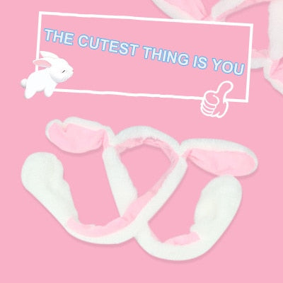 Will Shine Moving Rabbit Ear Hat Velvet Toys Hair Hoop Hat Rabbit Hat Moves Ear Hat Plush Toy 3 Color Gifts For Children