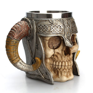 stain resistant Steel Skull Mug Viking Ram Horned Pit Lord Warrior Beer Stein Tankard Coffee Mug Tea Cup 
 Bar Drinkware Gift